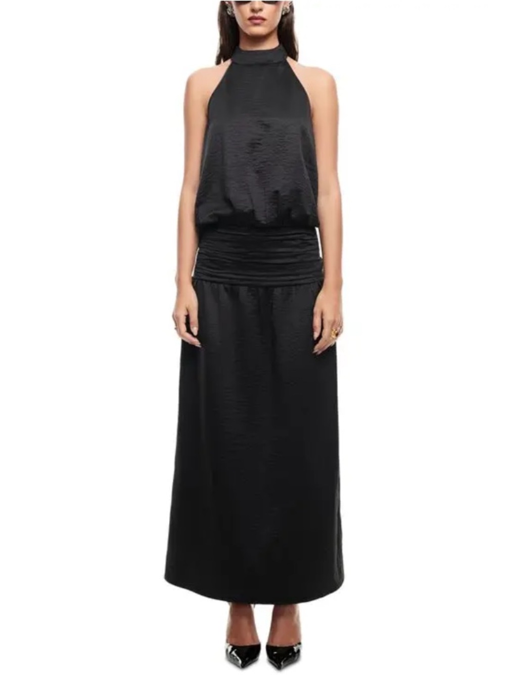 Lioness Sylvie Mock Neck Maxi Dress in Ink Size Large
